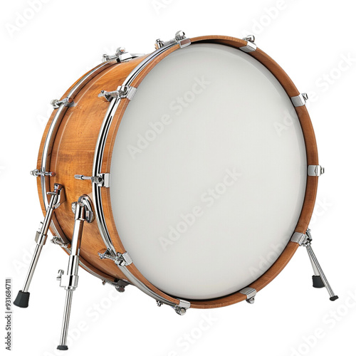 Various isolated drums and percussion instruments on a white background