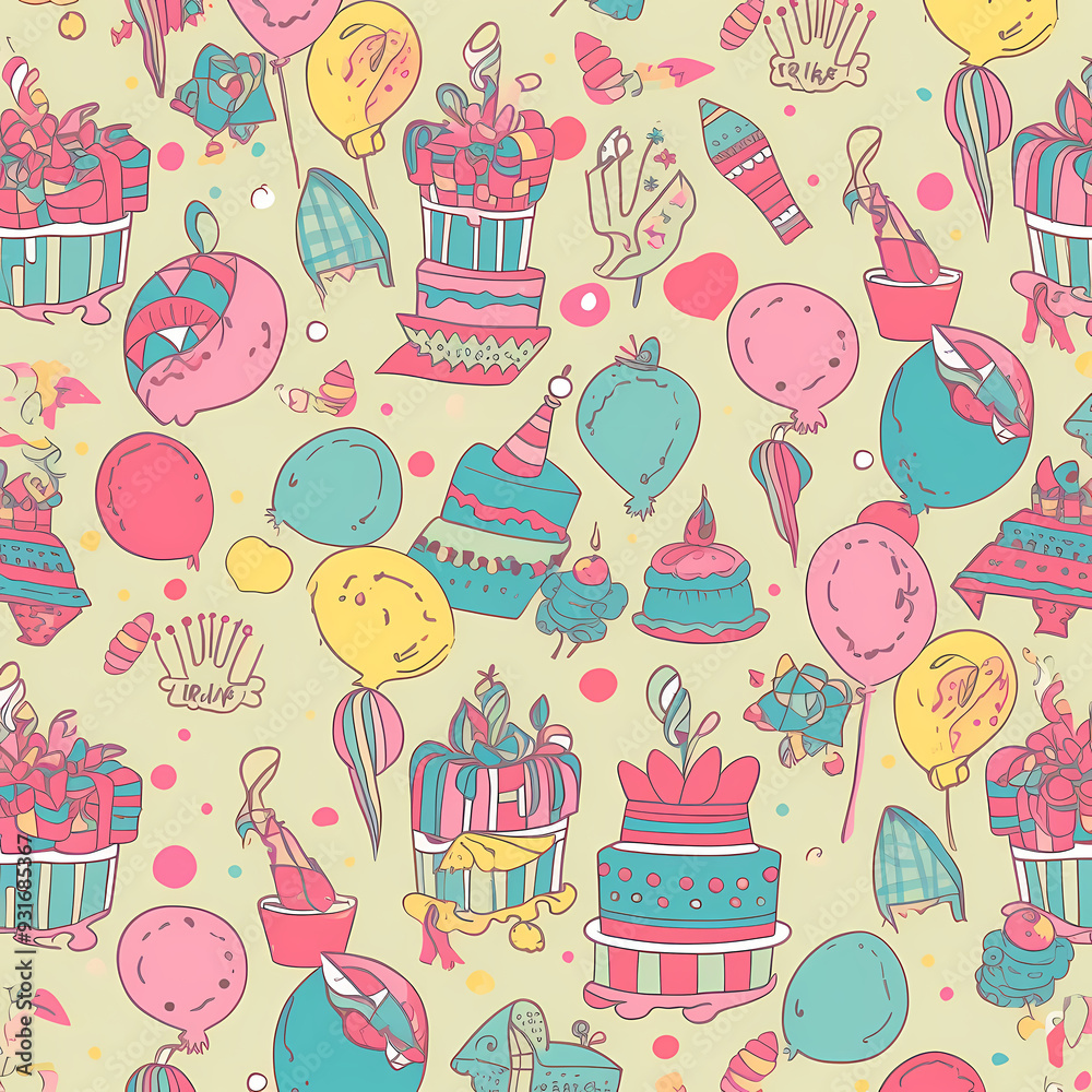 Birthday party time seamless pattern vector image