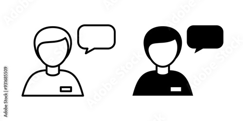 Set of customer service outline icons. Male operator and support specialist. Editable stroke.