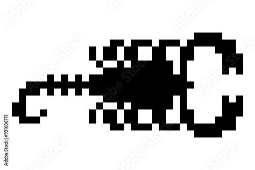 scorpion icon logo pixel art design. sticker fun animal cartoon pixel. tattoo art.