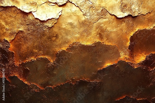Grunge golden background. Old paper texture. Abstract golden background or texture with some damage on it and some cracks. Old grunge gold texture for design. Grunge rusty metal background