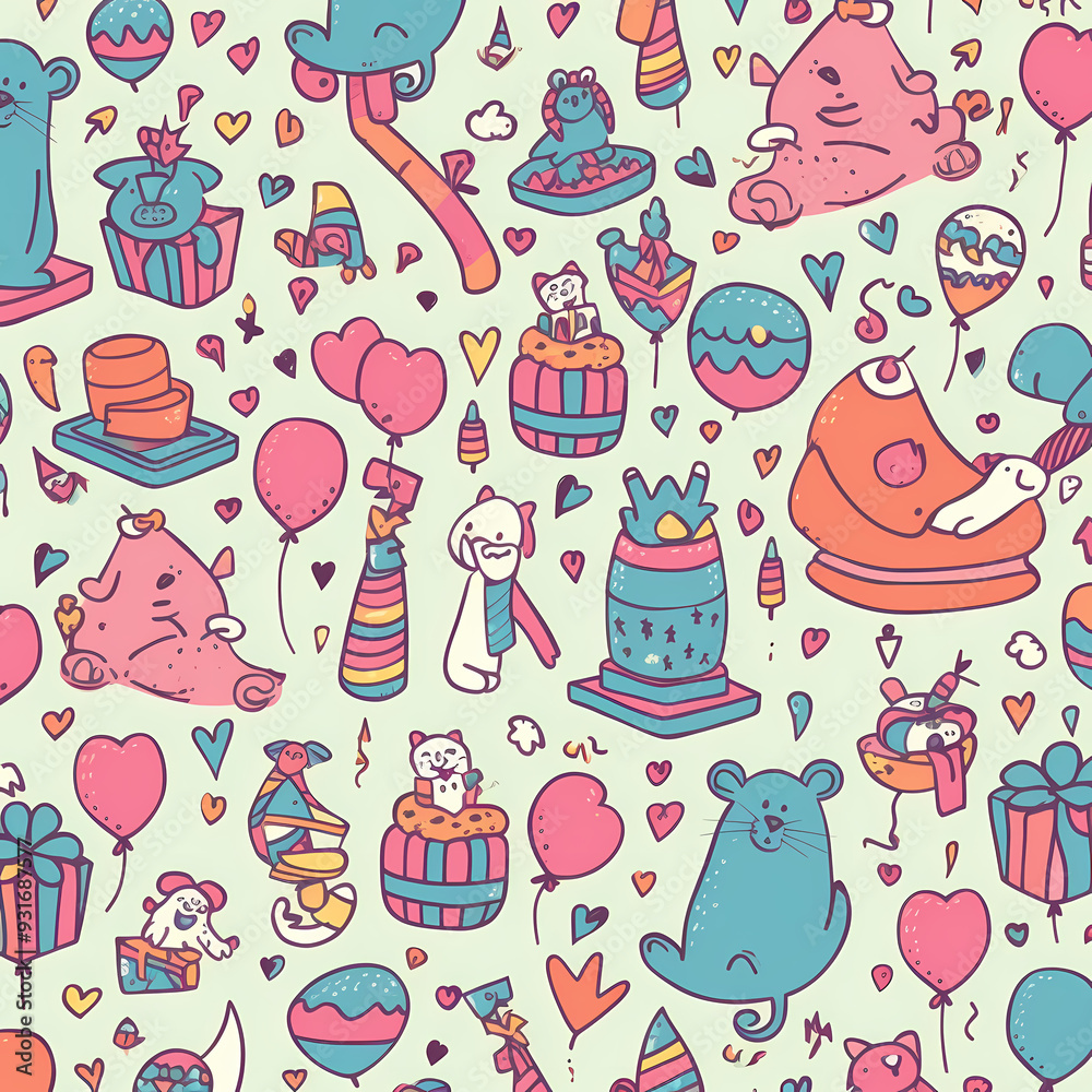 Birthday party time seamless pattern vector image Birthday party time seamless pattern vector image