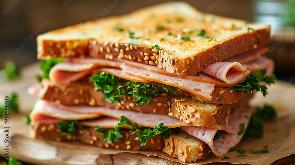 healthy sandwiches with ham cheese and parsley on them healthy sandwiches with ham cheese and parsley on them