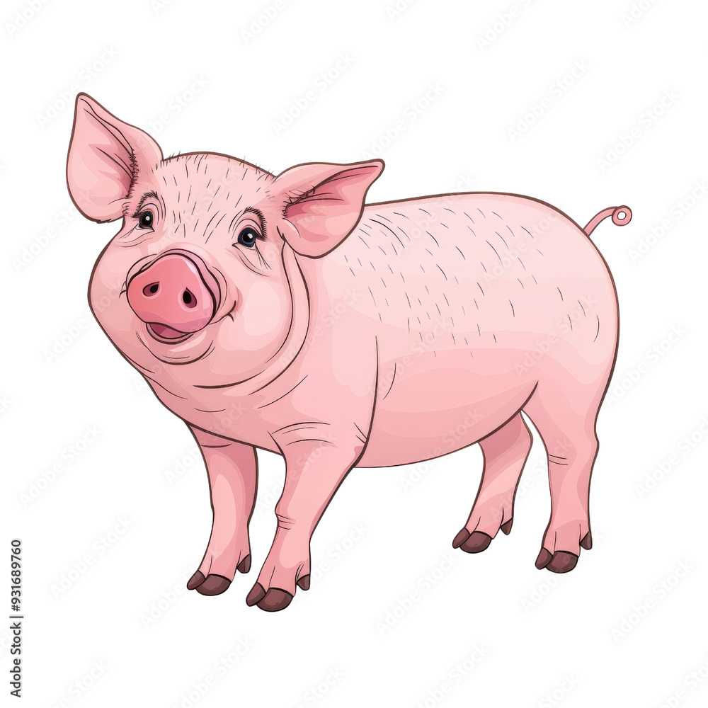 A cute pink piglet standing with a smile. Perfect for children's books, farm-themed illustrations, and more. A cute pink piglet standing with a smile. Perfect for children's books, farm-themed illustrations, and more.
