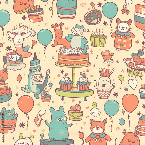 Birthday party time seamless pattern vector image