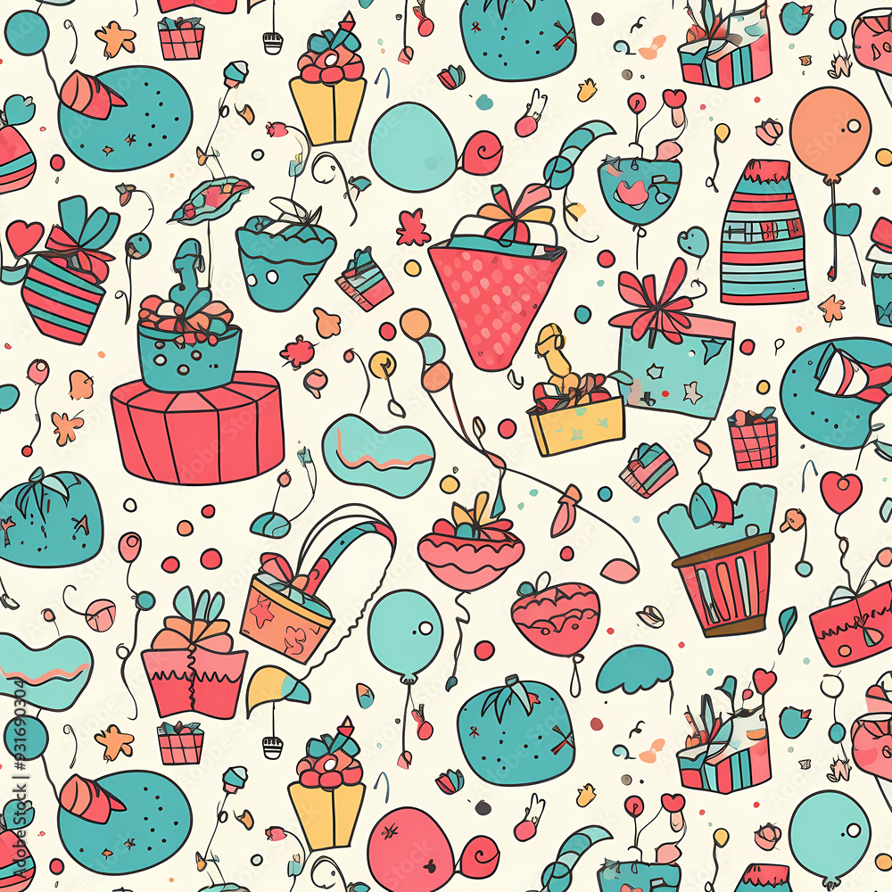 Birthday party time seamless pattern vector image Birthday party time seamless pattern vector image