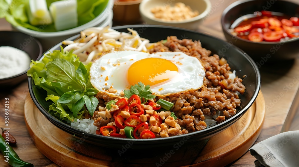 Its a fast food in pad kra pao can be changed to meat or seafood and can add a fried egg for deliciousness Its a fast food in pad kra pao can be changed to meat or seafood and can add a fried egg for deliciousness