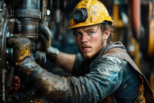 A factory worker operating heavy machinery