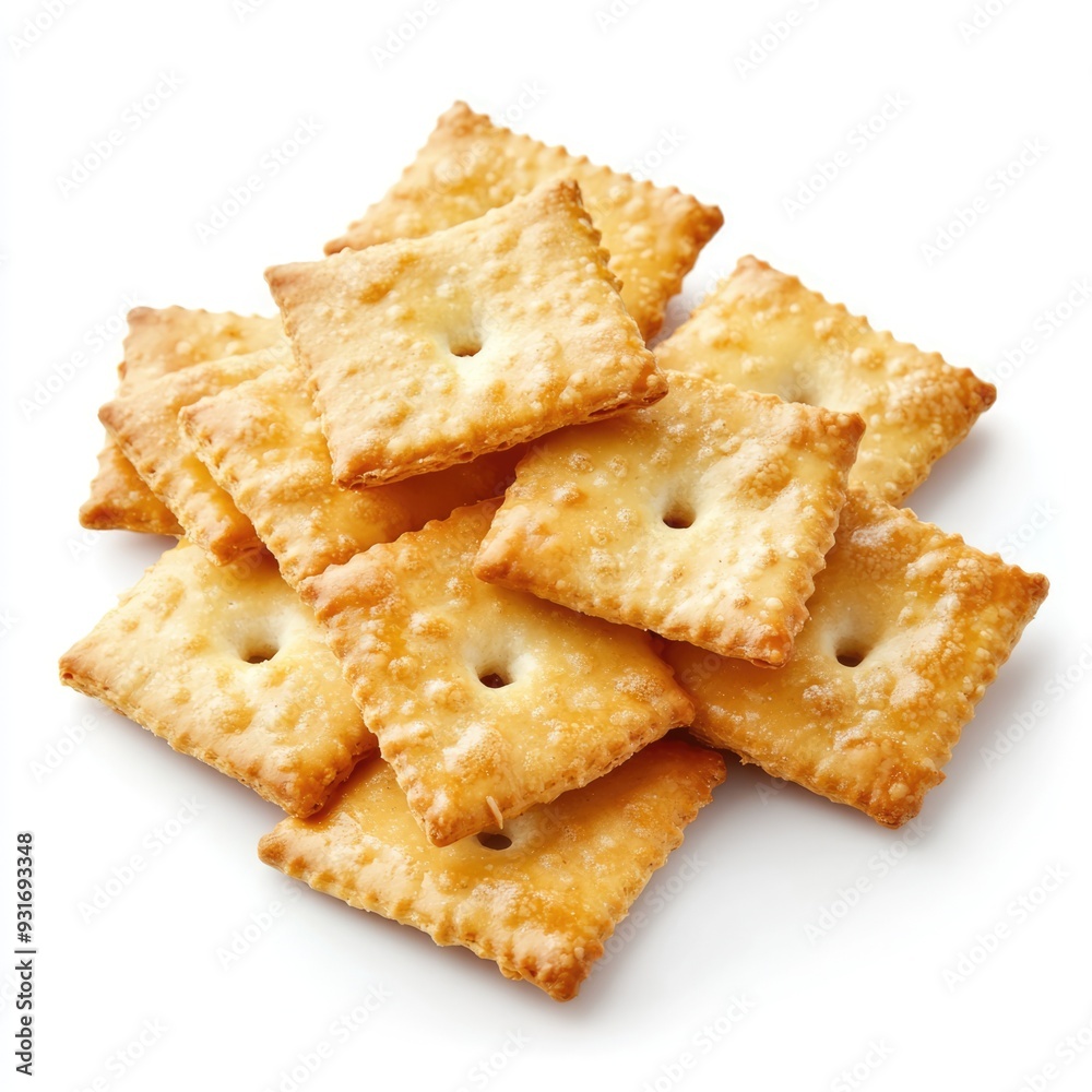 Close-up of Crispy, Square-Shaped Crackers with a Hole in the Center Close-up of Crispy, Square-Shaped Crackers with a Hole in the Center