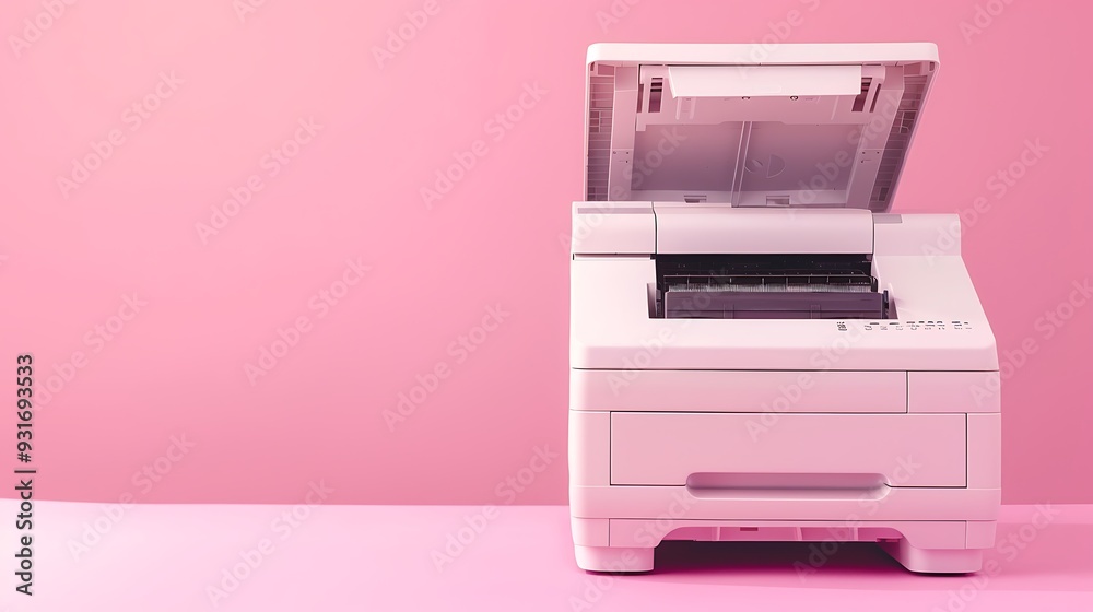 Laser printer cartridge isolated on full pink background