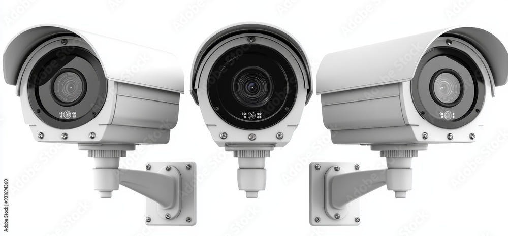 White background with different security equipment White background with different security equipment