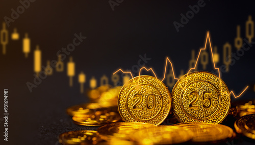 Close-Up of a 2025 Gold Coin Analyzing Global Market Trends and Price Fluctuations in the Value of Gold as a Precious Metal and Investment Asset