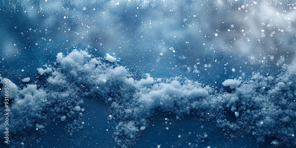 A serene snowy landscape with snowflakes falling gently against a bluish-white background, evoking wintery cold. A serene snowy landscape with snowflakes falling gently against a bluish-white background, evoking wintery cold.