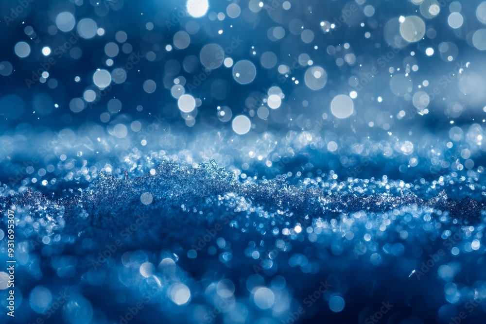 Close-up of sparkling snowflakes with bokeh effect, showcasing wintry beauty in shades of blue and white. Close-up of sparkling snowflakes with bokeh effect, showcasing wintry beauty in shades of blue and white.