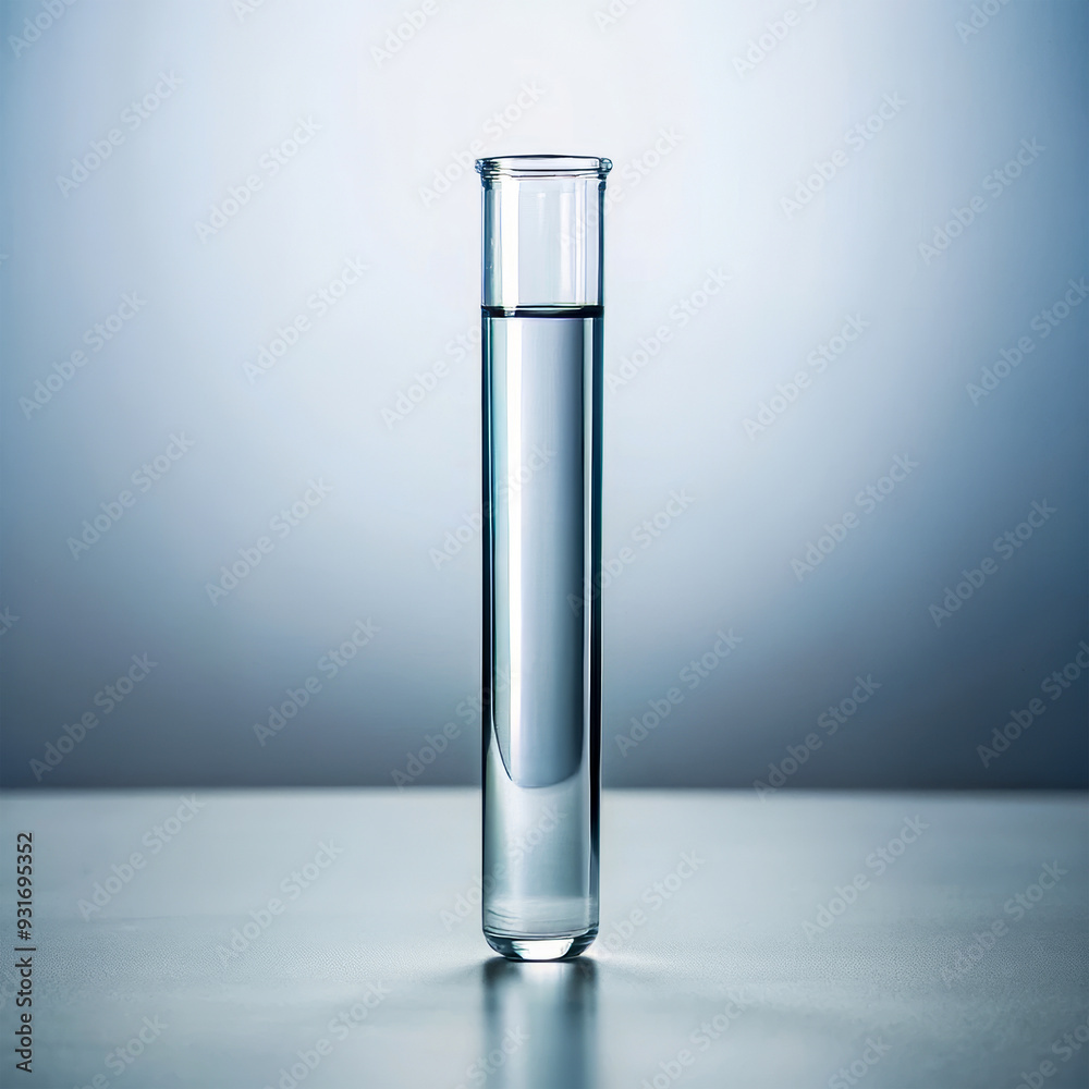 Transparent Test Tube Filled with Clear Liquid on Table Transparent Test Tube Filled with Clear Liquid on Table