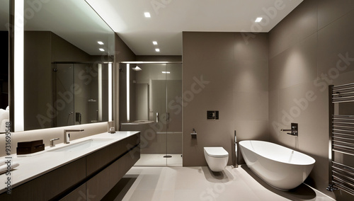 Greige bathroom model, Modern style