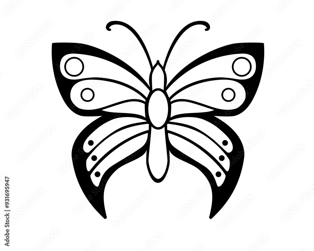 Butterfly. Linear vector butterfly detailed. A beautiful, elegant summer insect is a moth. Beautiful vector butterfly pattern for coloring or cutting. Butterfly. Linear vector butterfly detailed. A beautiful, elegant summer insect is a moth. Beautiful vector butterfly pattern for coloring or cutting.