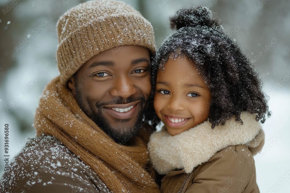 Happy African American Family Having Fun In Snow Happy African American Family Having Fun In Snow
