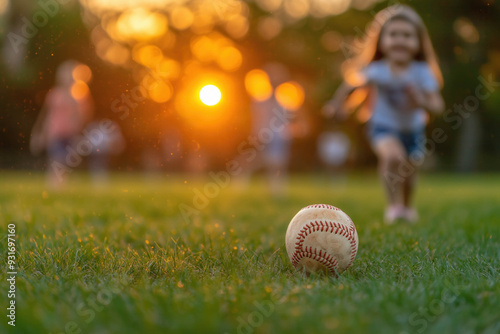 Happy Family Playing Baseball