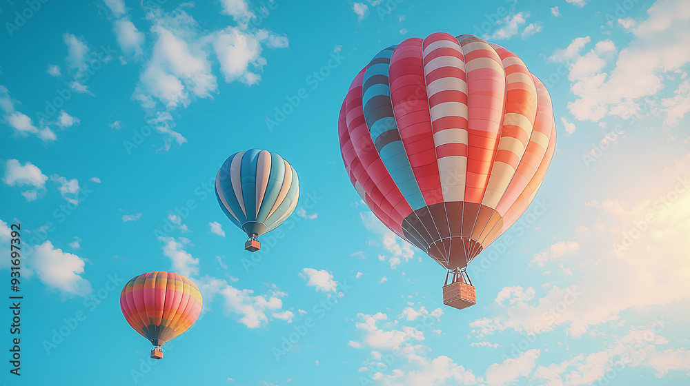 Fototapeta premium Colorful_hot_air_balloons_against_blue_sky