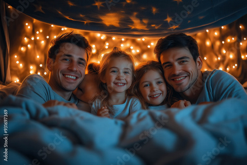 Happy Family Watching A Mov...