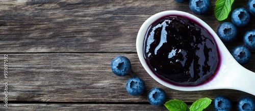 Top view of blueberry jam i...