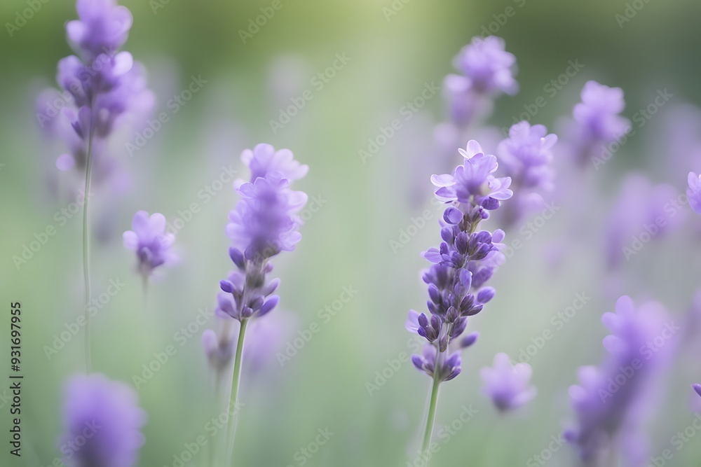 Obraz premium A close up of lavender flowers with soft purple and green bokeh in the background, Ai Generated