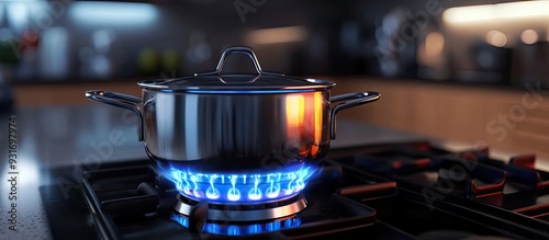 image of a metal pot on a g...