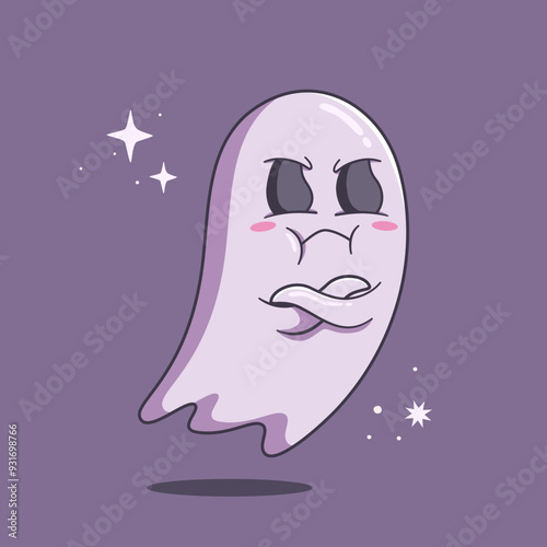 Illustration of Sulking Ghost Cartoon Vector