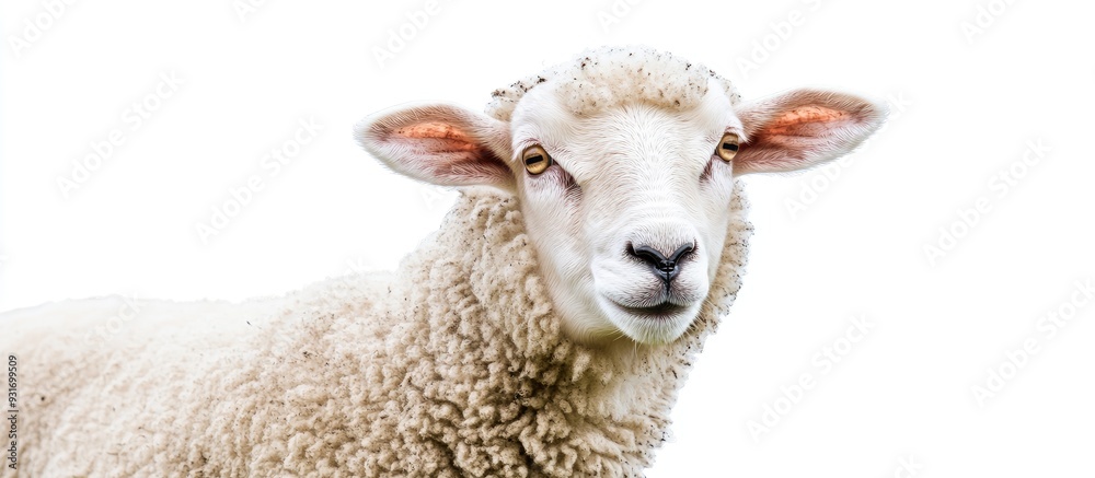 Sheep separated on a white background. with copy space image. Place for adding text or design Sheep separated on a white background. with copy space image. Place for adding text or design