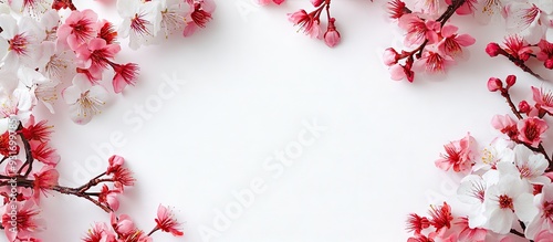 Pink and white cherry bloss...
