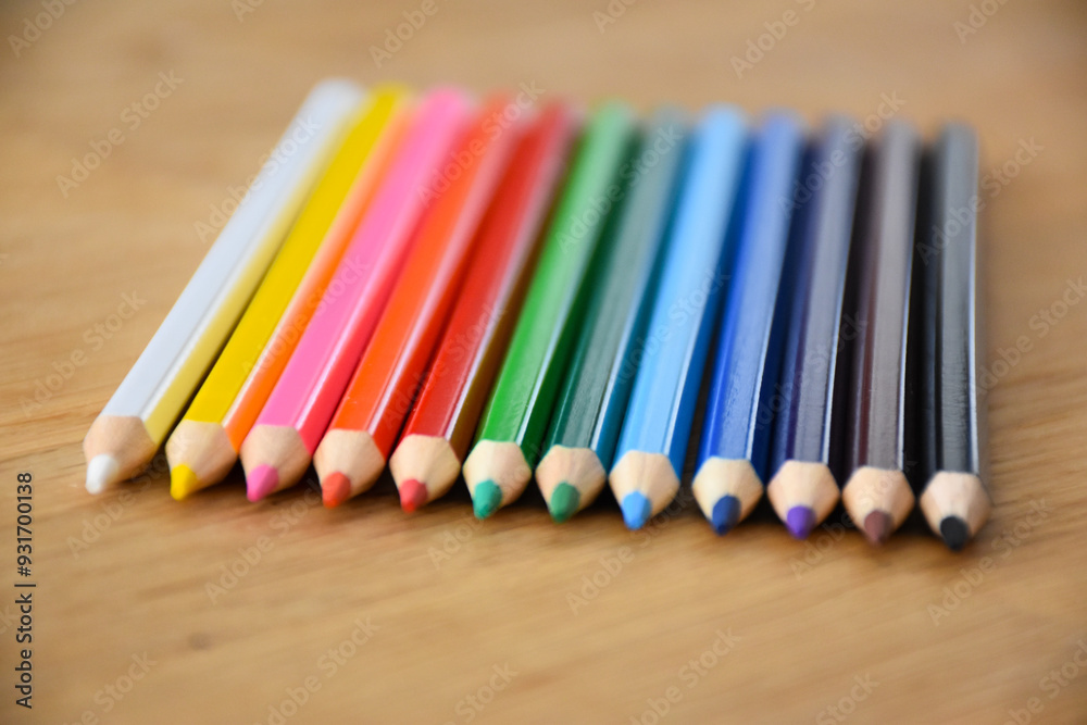 Color palette of wooden crayons Color palette of wooden crayons