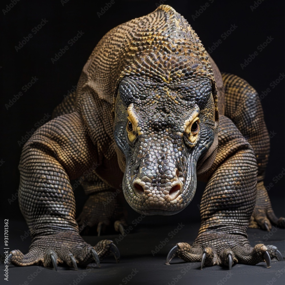 Obraz premium Komodo dragon walks on the soil.