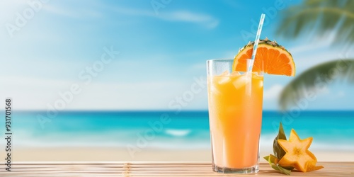 Refreshing Summer Cocktail on the Beach