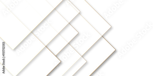 Abstract white geometric random chaotic lines with many squares and triangles shape.Golden Lines Random Distribution Computational Generative Art background illustration.	