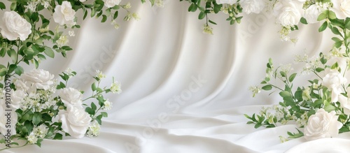 White silk backdrop with fl...