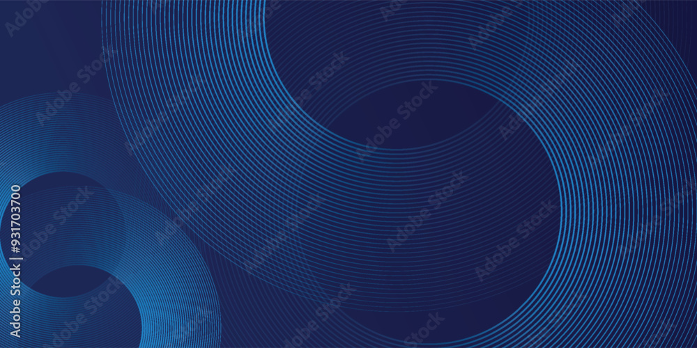 Abstract blue geometric lines glowing on dark blue background. Modern shiny blue circle lines pattern. Futuristic technology concept. Suitable for cover, poster, banner eps 10. vector.