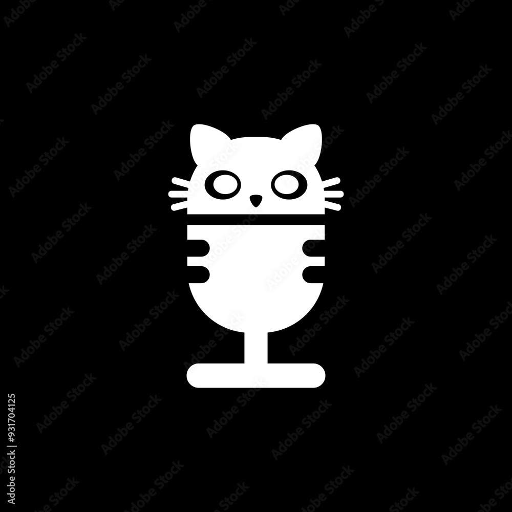 Cat head microphone with large eyes and whiskers.
Cat head microphone with large eyes and whiskers.