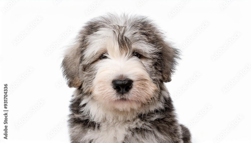 オールド・イングリッシュ・シープドッグの子犬のポートレート(Old English Sheepdog puppy portrait on white background)
オールド・イングリッシュ・シープドッグの子犬のポートレート(Old English Sheepdog puppy portrait on white background)