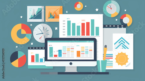 Wallpaper Mural Report analysis and business research flat,Marketing concepts collection vector image Torontodigital.ca