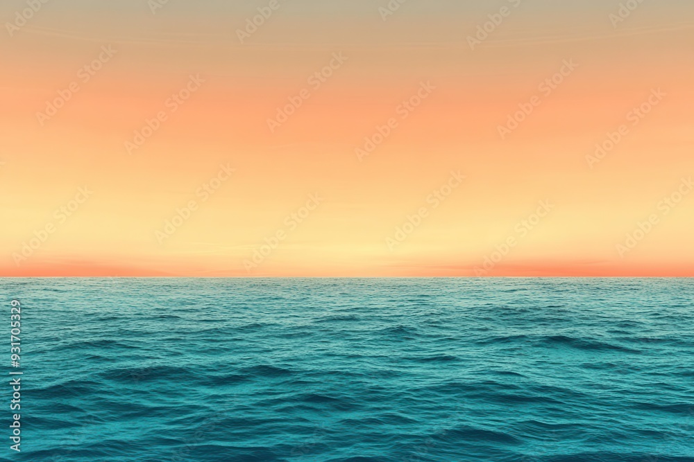 Obraz premium A gradient moving from a warm orange to a cool teal with a subtle grain effect, resembling a sunset over the ocean.