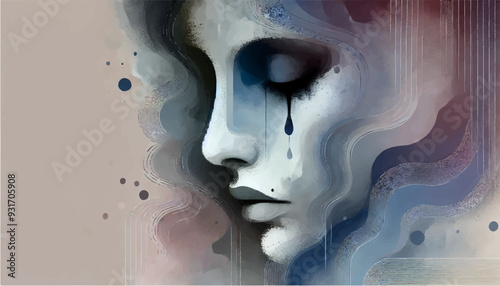 Abstract illustration representing sadness Generative AI