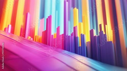 Obraz na płótnie A vibrant 3D illustration of an abstract financial graph rising upwards, symbolizing profit gains and market expansion w salonie