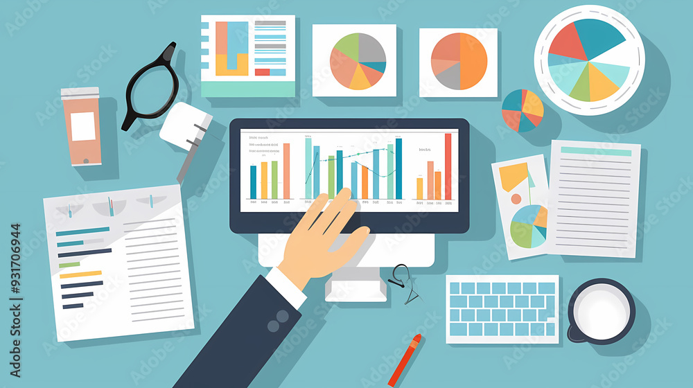 Report analysis and business research flat,Marketing concepts collection vector image Report analysis and business research flat,Marketing concepts collection vector image