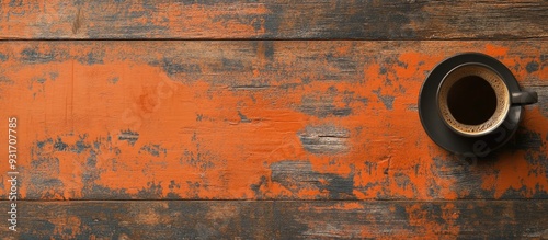Coffee on a distressed wood...