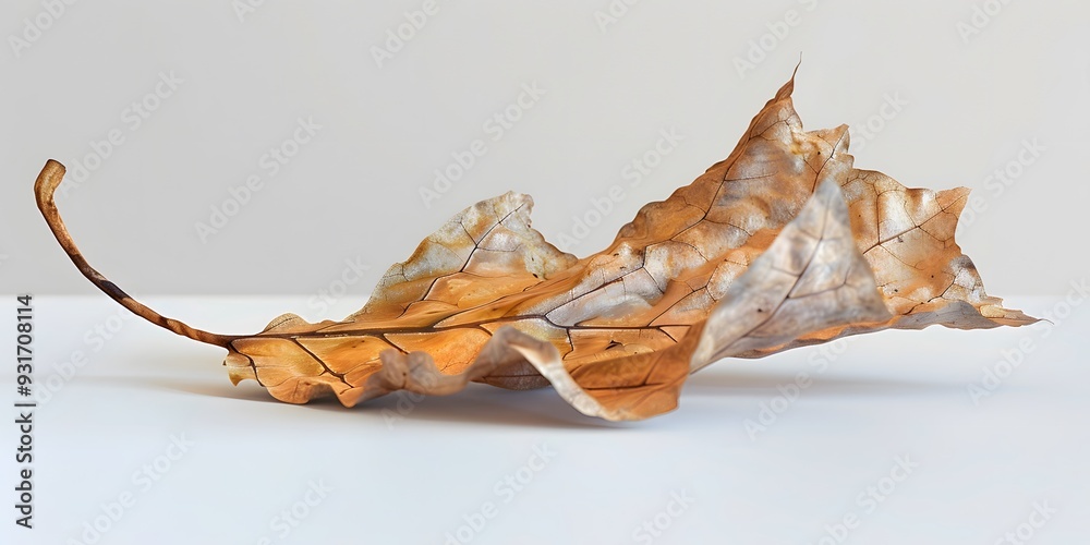 Fototapeta premium Minimal Dried Leaf on Plain Background for Elegant Decoration