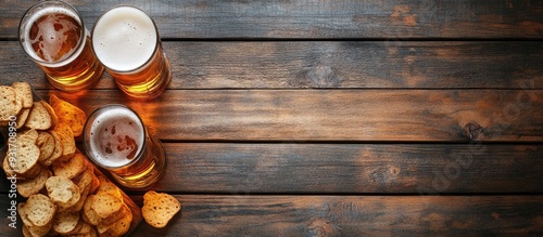 Lager beer and snacks on a ...