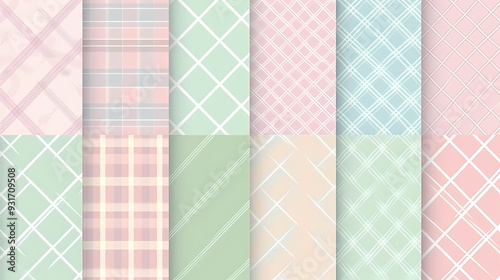 Plaid pattern seamless ornate set pastel color vector image