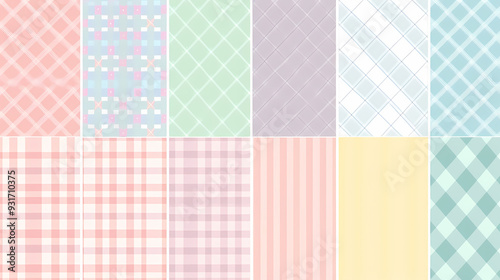 Plaid pattern seamless ornate set pastel color vector image