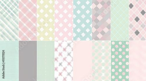 Plaid pattern seamless ornate set pastel color vector image